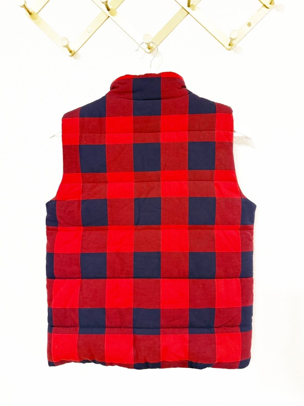 Janie and Jack Buffalo Plaid Boys Snap Front Padded Puffy Cotton Vest Size 10-12 - Picture 3 of 7